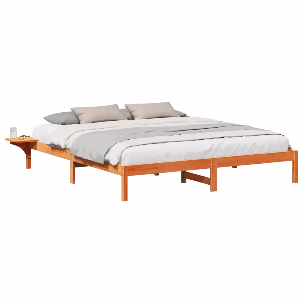 Struttura del letto moderna vidaXL in pino massello marrone cerato 200 x 200 cm – 2