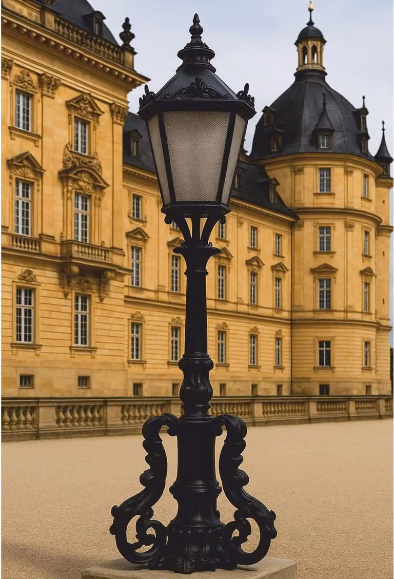 Casa Padrino Battiscopa barocco nero h. 157 cm - Illuminazione da esterno in stile barocco