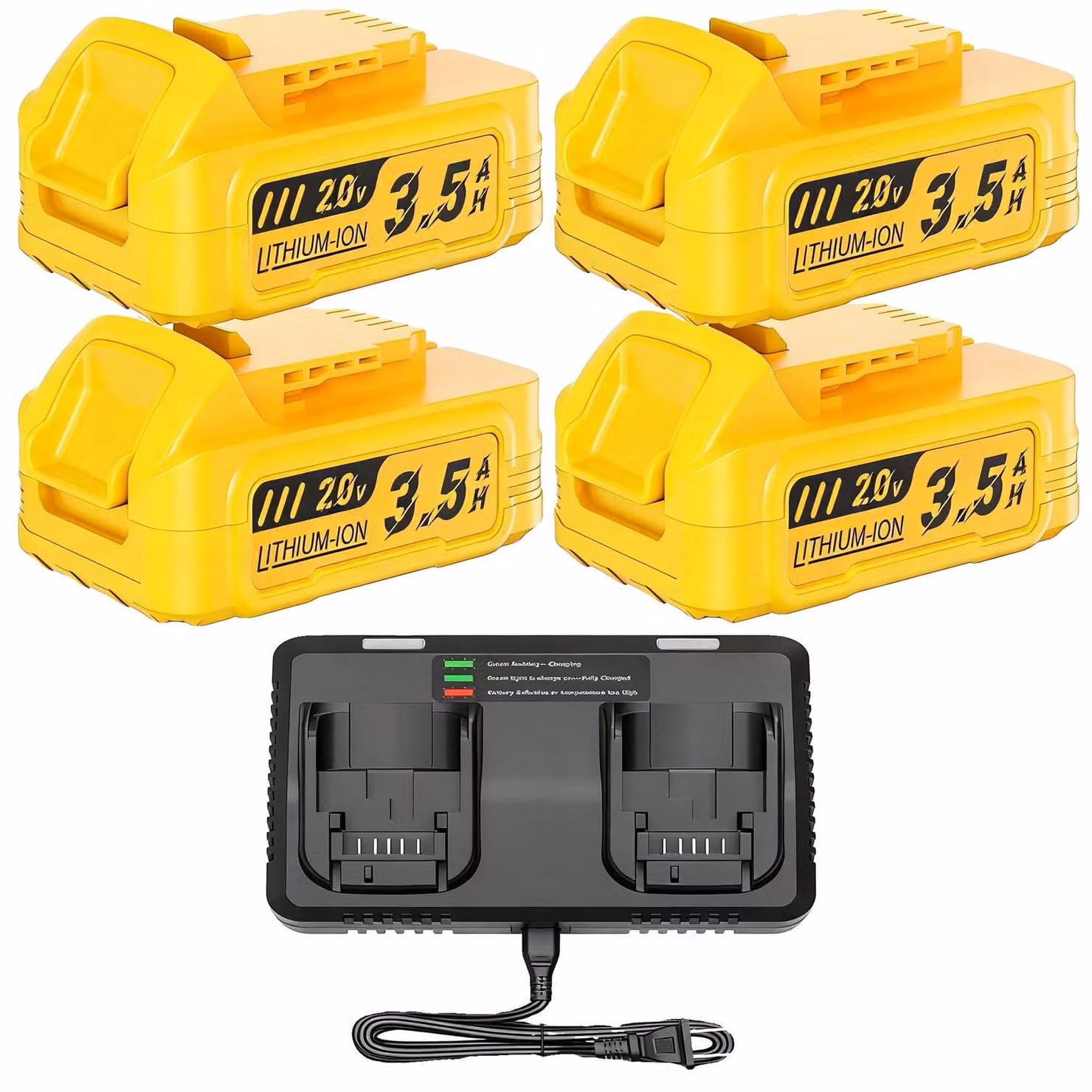 Batterie di ricambio, capacità 3500mAh, compatibilità universale, caricabatterie 4BAT-6A