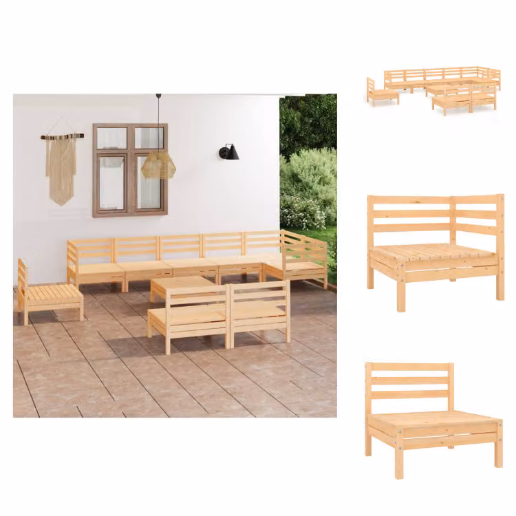 vidaXL Set da salotto da giardino 10 pezzi in pino massiccio - Set di mobili da giardino