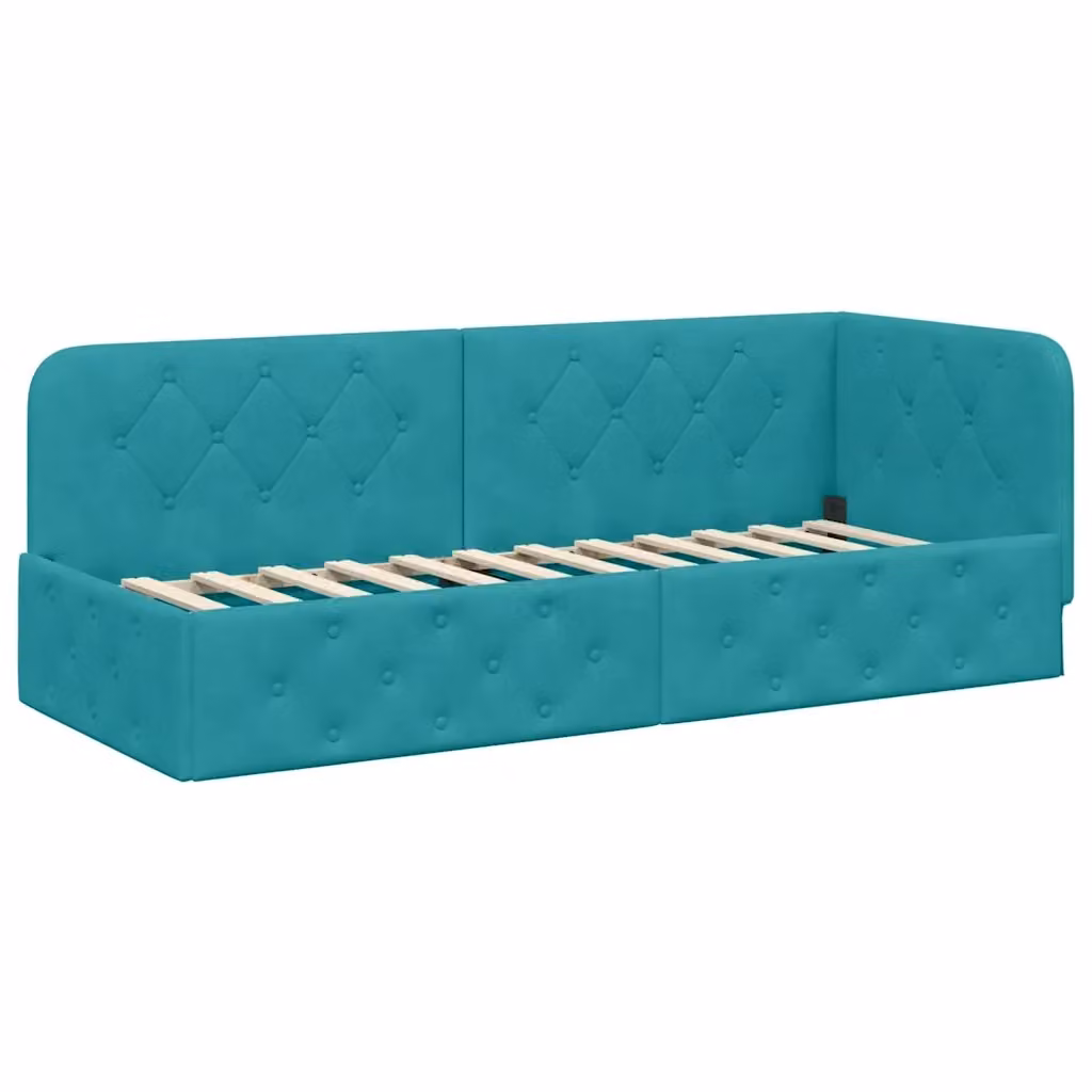 Cornice del letto ad angolo vidaXL in velluto turchese L/P/H: 200 x 80 x 72 cm – 2