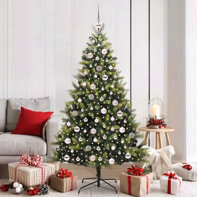 Albero di Natale Artificiale Moderno vidaXL Verde con 300 LED Luce Bianca Calda in PVC e Plastica – 1