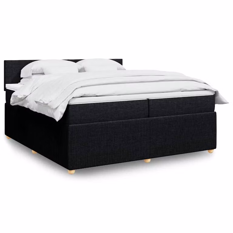 vidaXL Giroletto a Molle con Materasso Ibrido in Tessuto Nero 200 x 200 cm