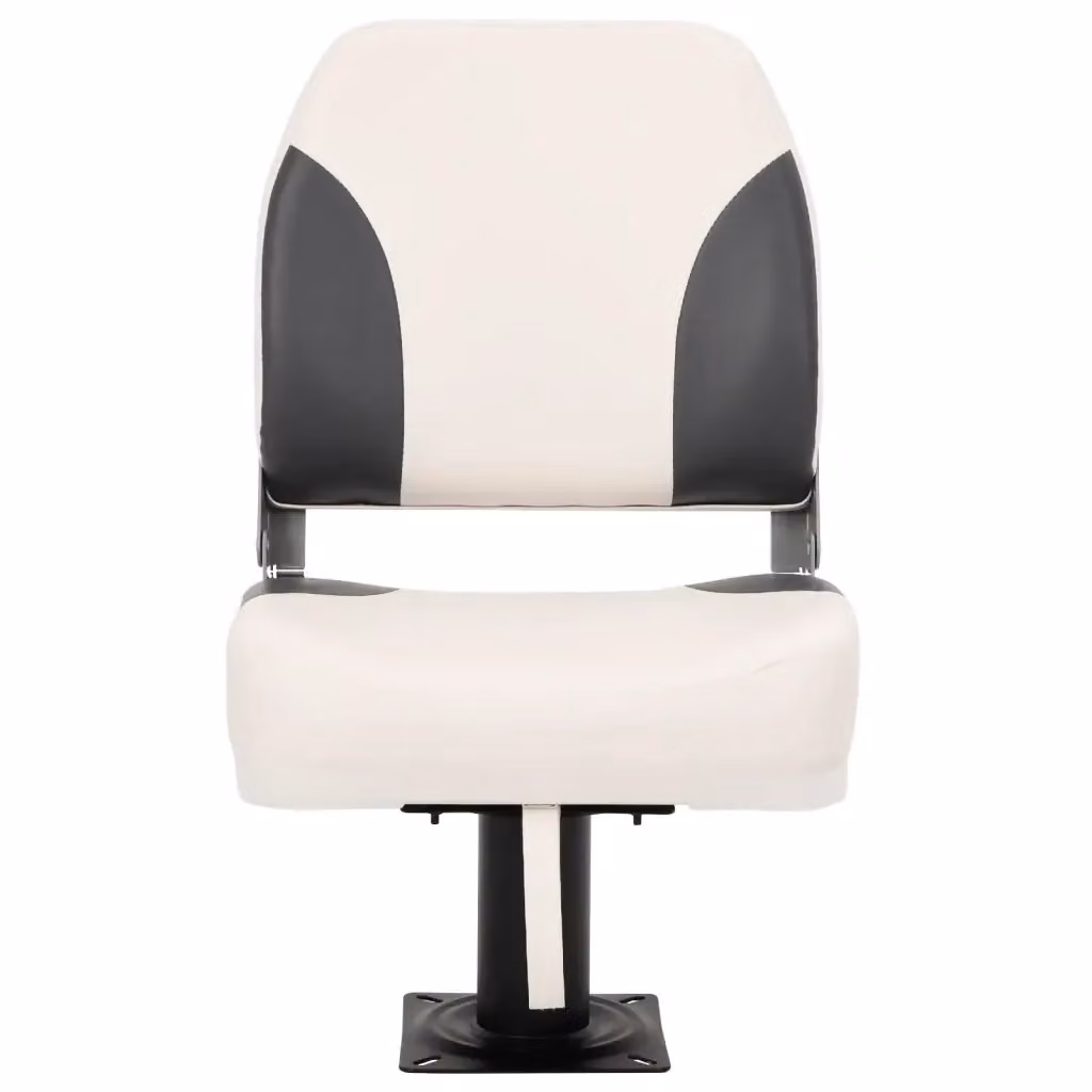 Set di 2 Sedili Pieghevoli per Barca vidaXL in Pelle Sintetica con Schienale Basso, Colori Disponibili: Grigio, Bianco o Nero – 2
