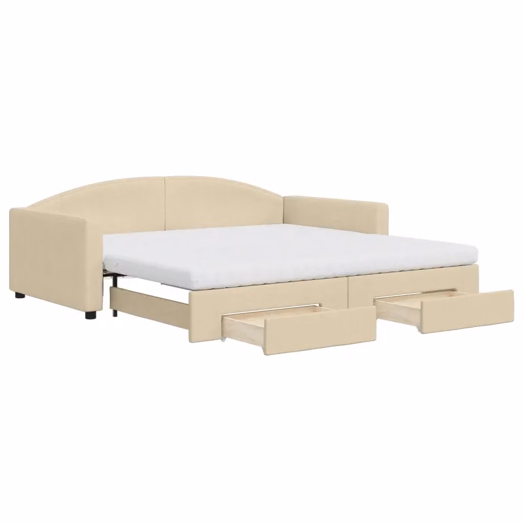 Divano Letto Estraibile con Cassetti vidaXL in Tessuto Beige L/P/H: 223 x 100 x 75 cm – 2