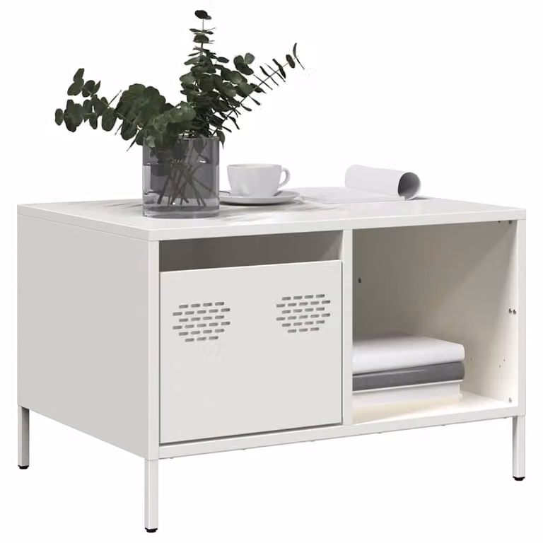 vidaXL Tavolino Bianco in Metallo per Soggiorno o Camera da Letto L: 50,0 cm, P: 50,0 cm, H: 43,5 cm