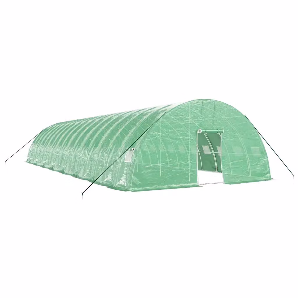 Serra Videx con telaio in acciaio zincato verde e copertura in policarbonato, L: 16 m, P: 6 m, H: 2,85 m – 2