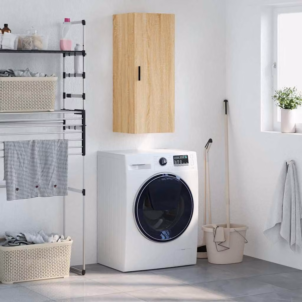 Mobile a parete vidaXL in rovere Sonoma con ante a battente, L 34,5 cm, P 34 cm, H 90 cm