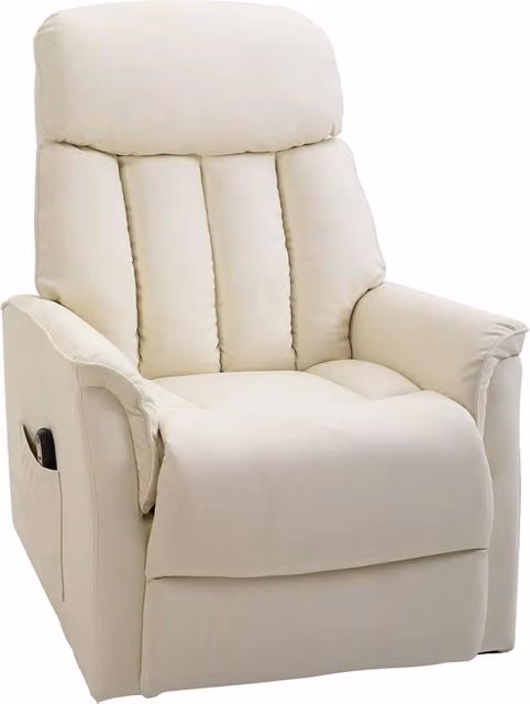 POLTRONA RELAX RECLINABILE CON TELECOMANDO E POGGIAPIEDI COLORE CREMA