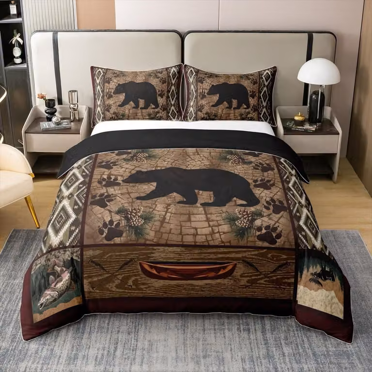 Set di lenzuola con copripiumino a forma di silhouette di animali, taglia S, con motivo bohémien
