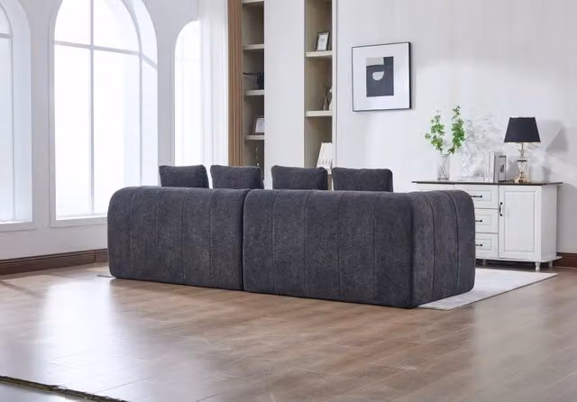 Divano Angolare Modulare 2 Pezzi ¨C MINIMAL ¨C Velluto Grigio Scuro, Braccioli, 260x94,5x80cm