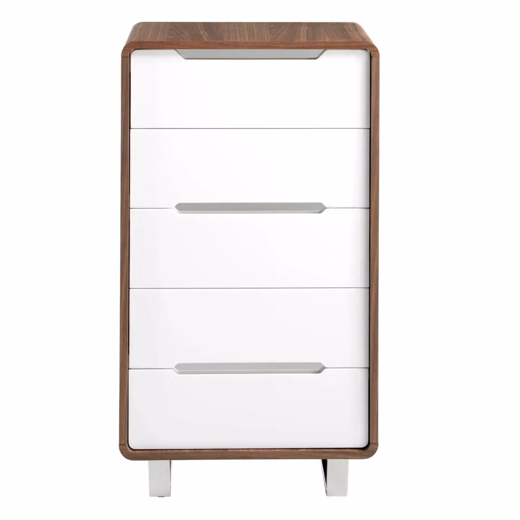 Chiffoniera moderna Angel Cerdá in legno e metallo bianco e noce con cassetti soft-close – 2