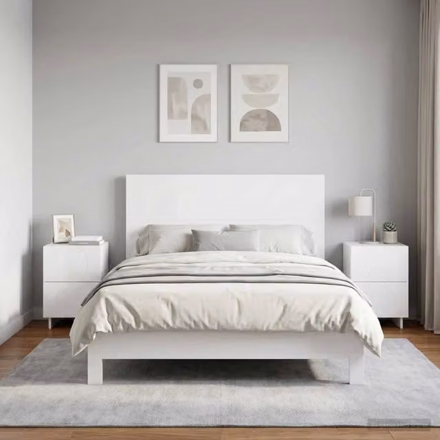 Set di 2 Armadi da Notte vidaXL Bianco Lucido L/P/H: 33,5 x 34,5 x 50 cm