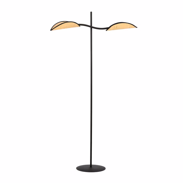Lampada da terra Emibig 2xE14 40W LOTUS LP2 NERA/RATTAN 1108/LP2