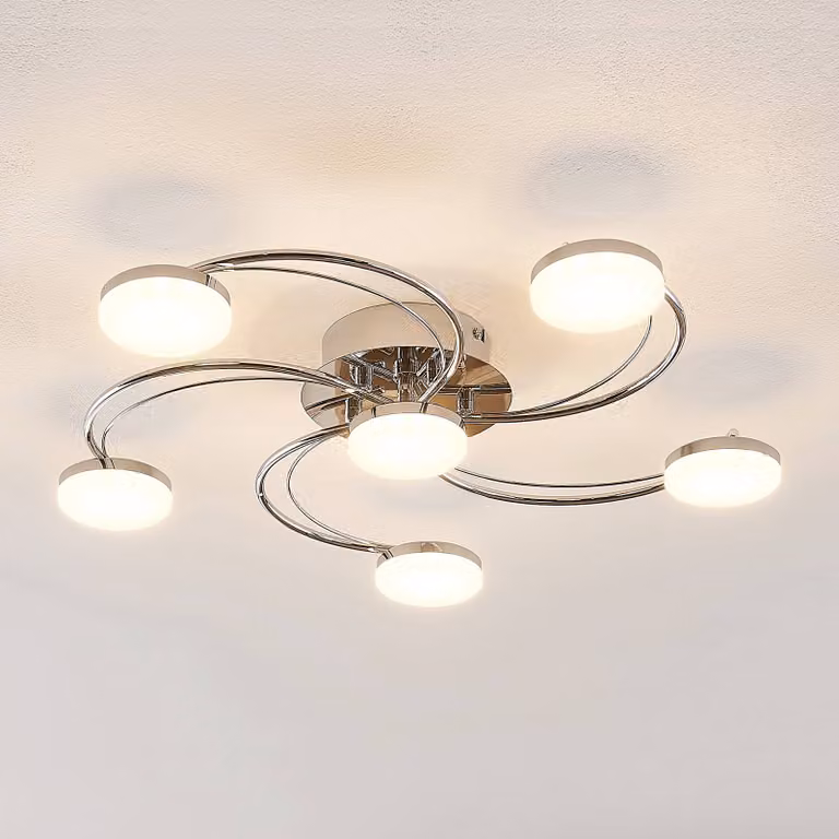 Plafoniera a LED Rouven Lindby, Cromo / Argento, Soggiorno / Sala da pranzo, Metallo, Moderno, Plafoniera LED