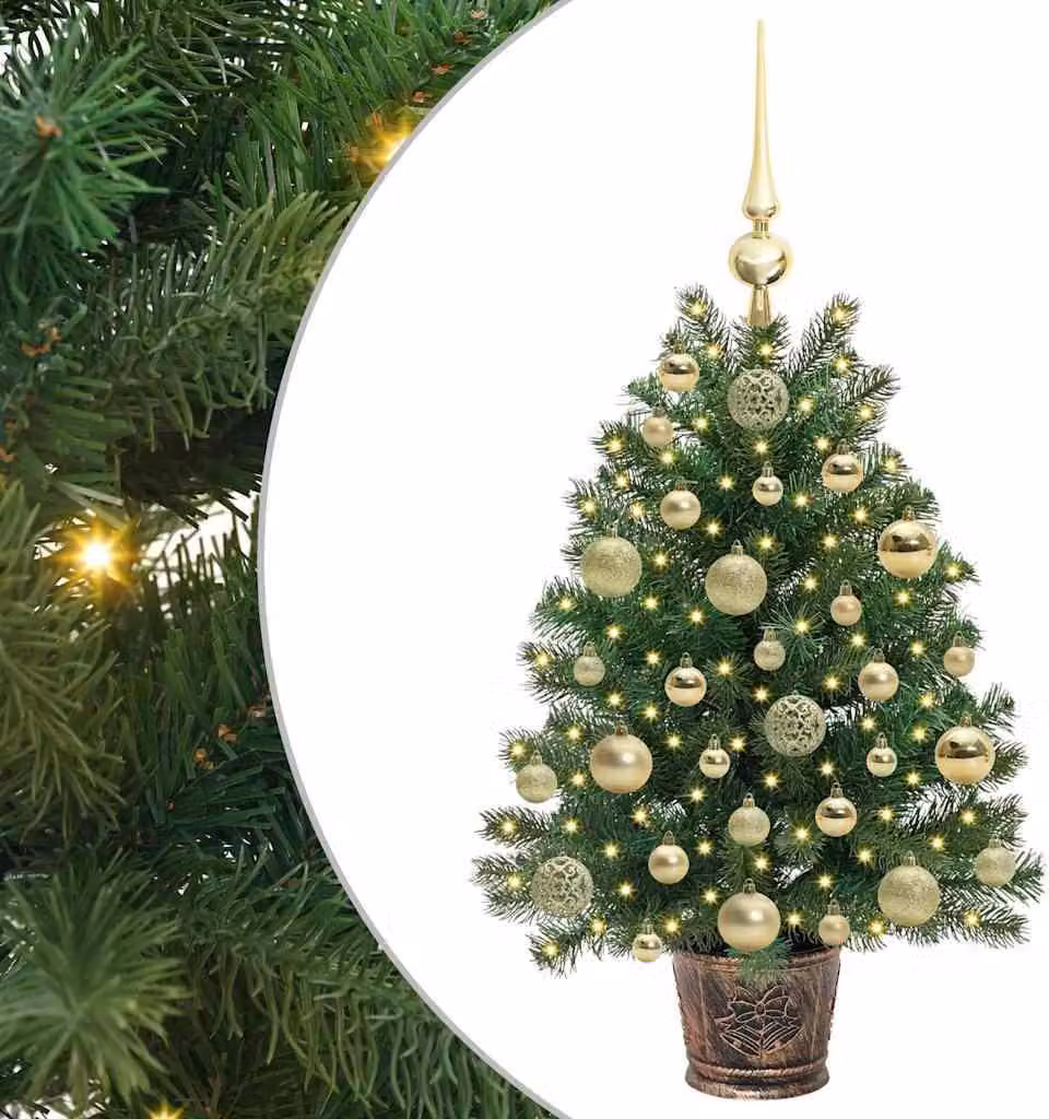 Albero di Natale artificiale con 150 LED verdi da 75 cm in PE e PVC