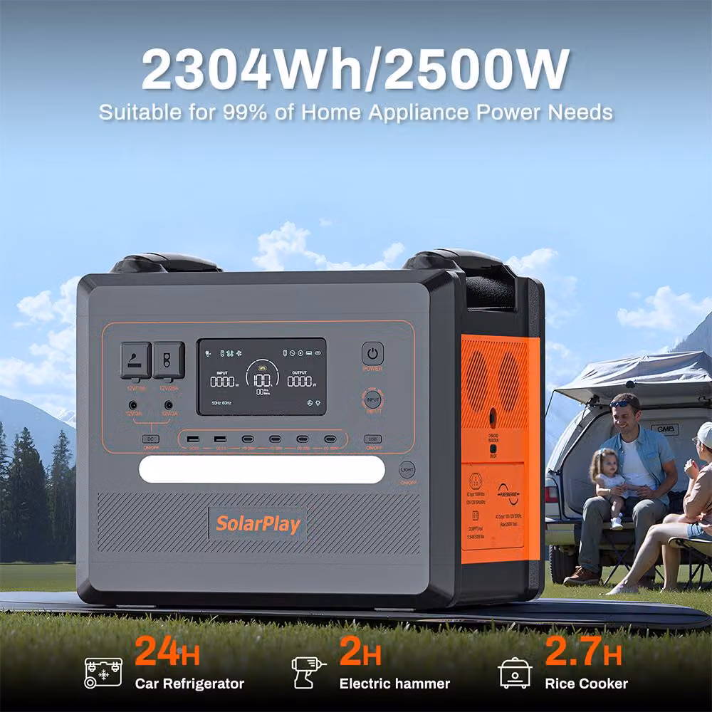 Centralina portatile da 2304 Wh con batteria LiFePO4 - Potenza di 2500 W - Presa europea da 220 V