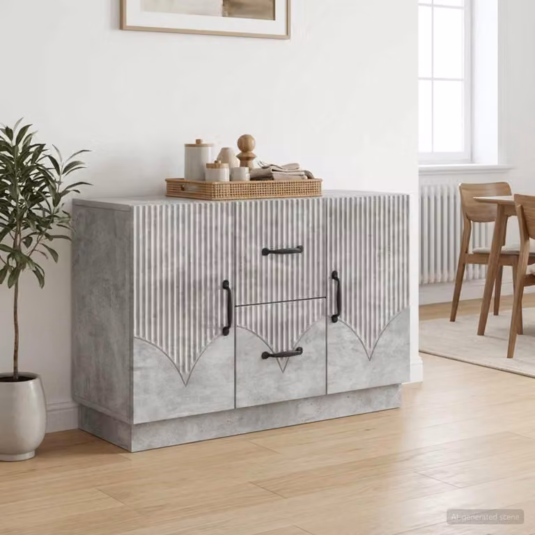 Credenza moderna vidaXL in legno ingegnerizzato grigio cemento L: 89 cm, P: 34,5 cm, H: 57 cm