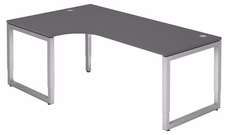 bümö Scrivania Serie-R - Struttura: argento, decorazione: grafite, dimensioni: scrivania angolare 200 x 120 cm