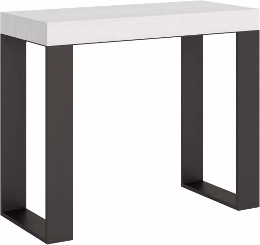 Consolle allungabile Tekno Premium di Bs Com, Bianco Frassino con telaio Antracite, L/P: 90 x 40 cm / 300 x 40 cm