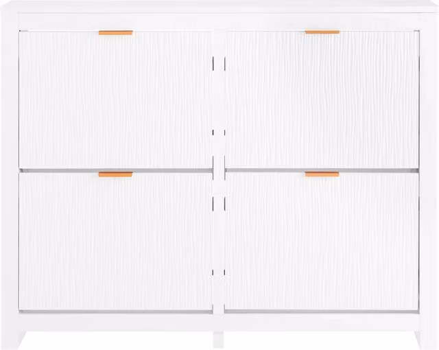 SoBuy Scarpiera Slim da Ingresso Bianca con 4 Ante e Scomparti Basculanti L: 104 cm, P: 23 cm, H: 82 cm