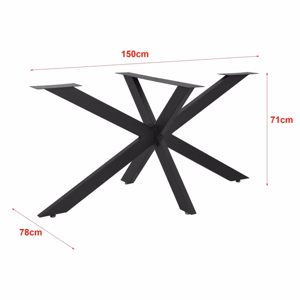 Gamba per tavolo Oberau DIY in acciaio inossidabile con tappi protettivi, nero opaco, L 150 cm x P 78 cm x H 71 cm – 2