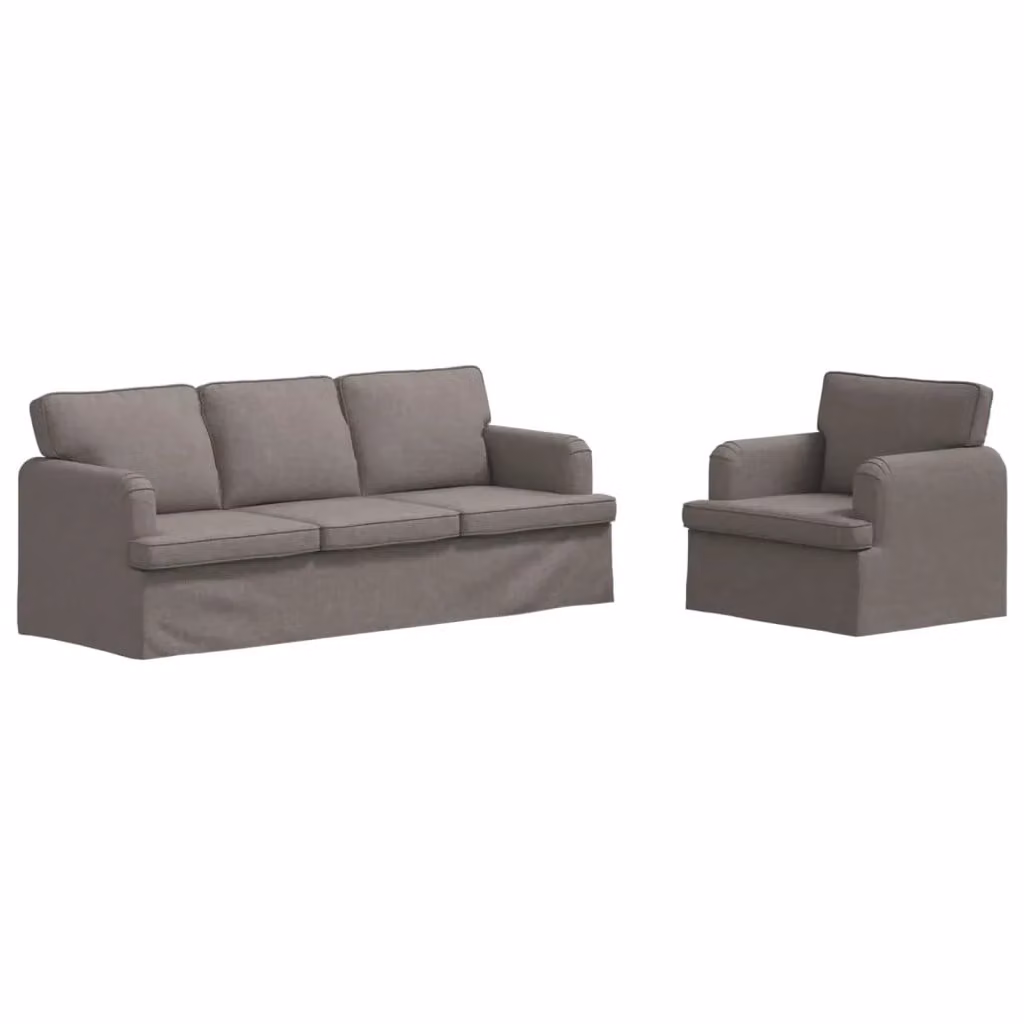 Divano moderno vidaXL in tessuto con struttura in metallo, set di 2 pezzi, grigio e nero, L: 201 cm, P: 144 cm, H: 85 cm – 1