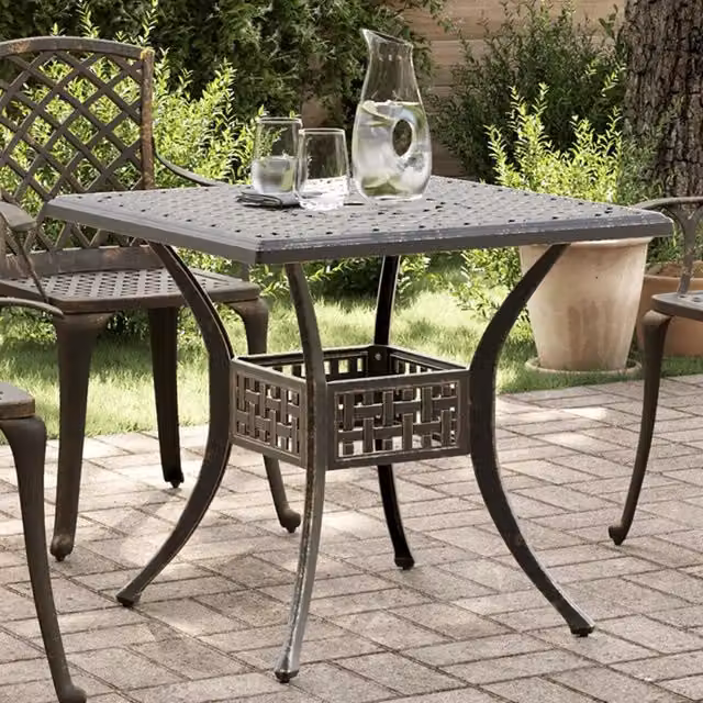 Tavolo da Giardino Bronzo 80x80x75 cm in Alluminio Pressofuso 4002811