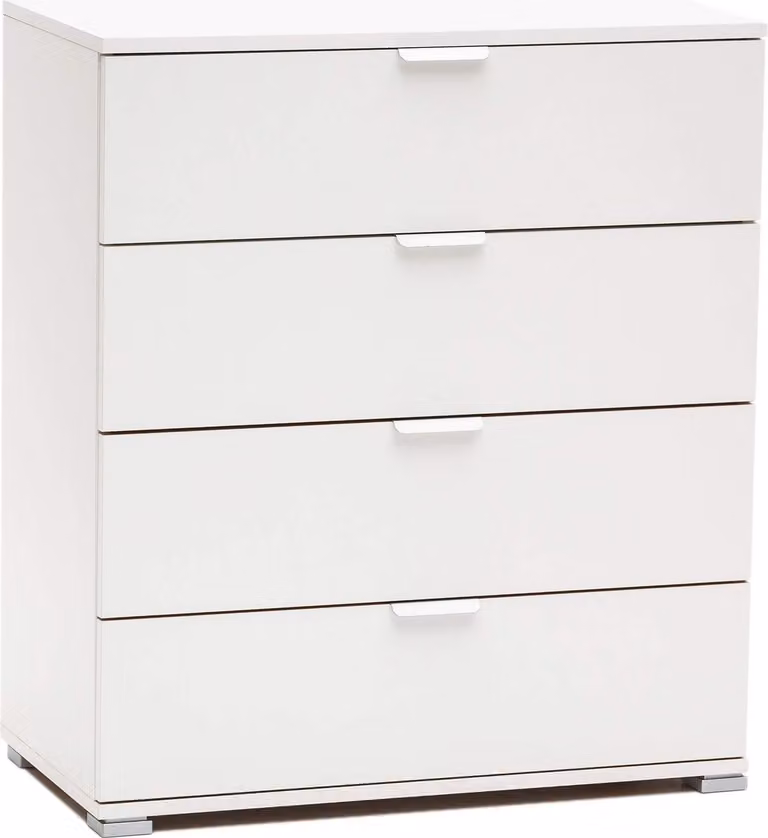 Milani Home - cassettiera 4 cassetti 75 x 38 x 85 cm, bianco, truciolare bilaminato,  Italy