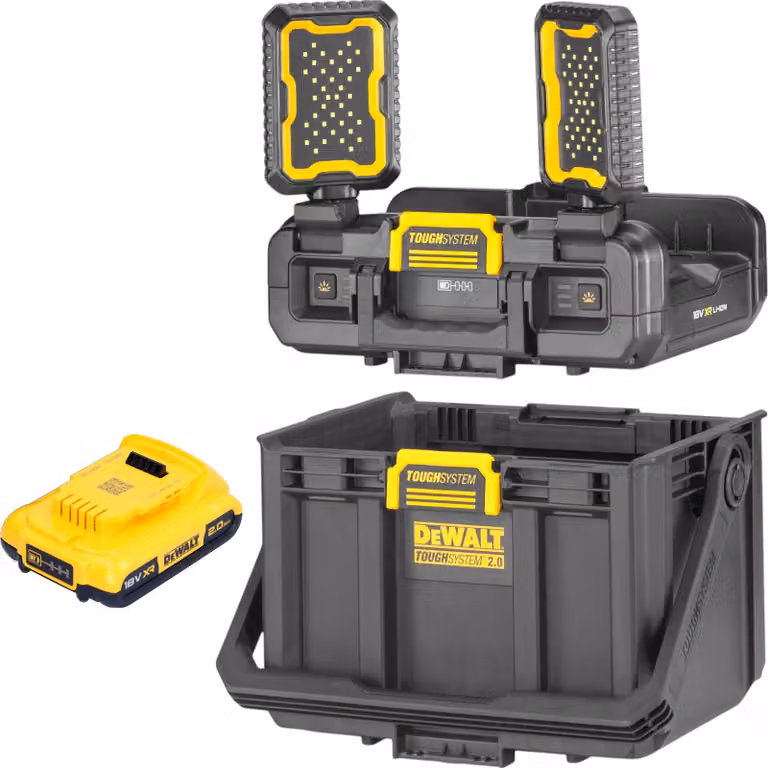 DeWalt DWST08061-1 Cassetta portautensili con luci integrate 395 x 352 x 255 mm ToughSystem 2.0 + 1x batteria ricaricabile 2.0 Ah - senza caricabatterie
