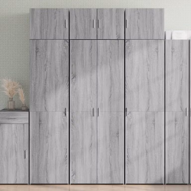 Credenza moderna vidaXL in legno MDF Grigio e Marrone L: 70 cm, P: 42,5 cm, H: 185 cm