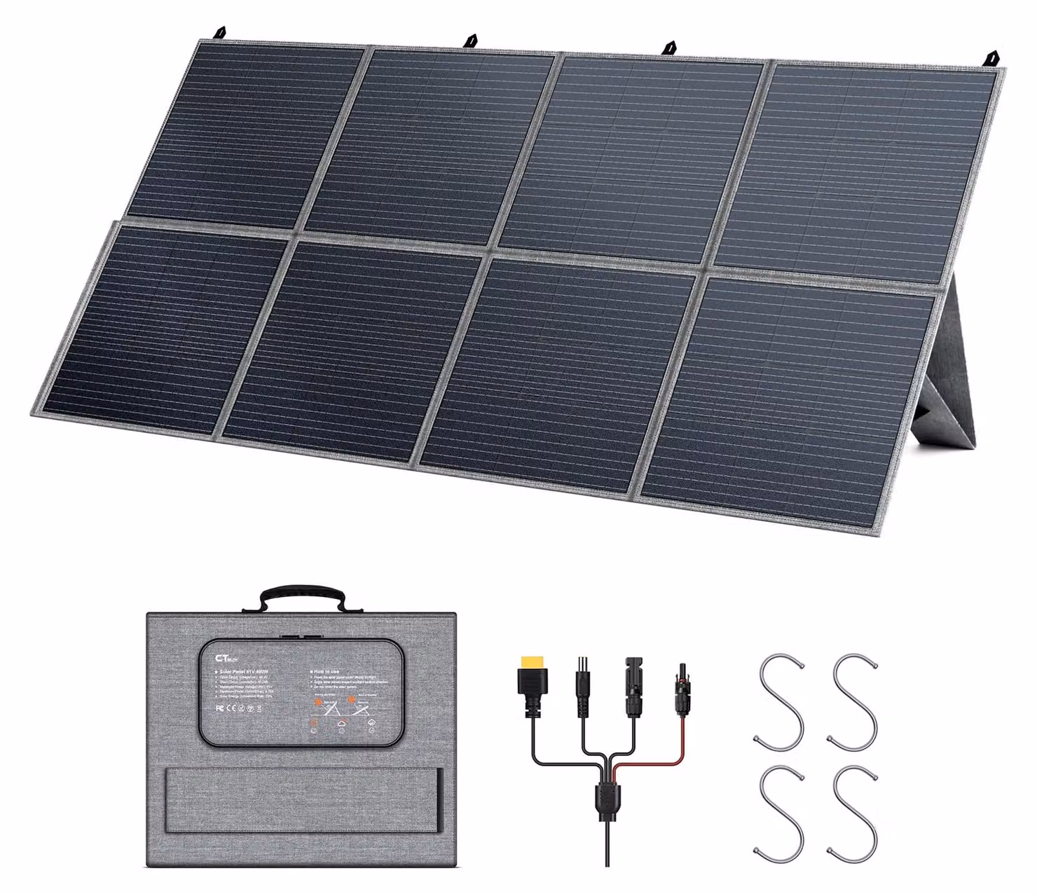 Pannello solare pieghevole da 400 W, 41 V, monocristallino, per campeggio e camper