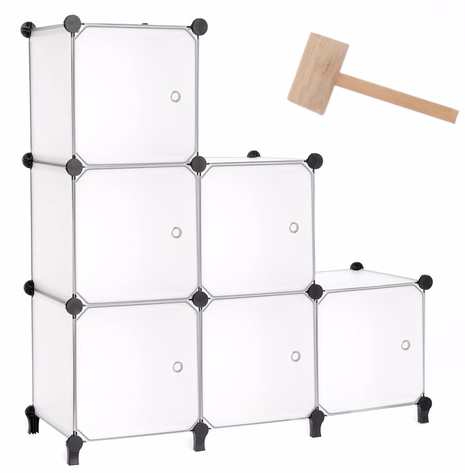 Organizzatore modulare a cubo - Comodino impilabile con 6 cubi