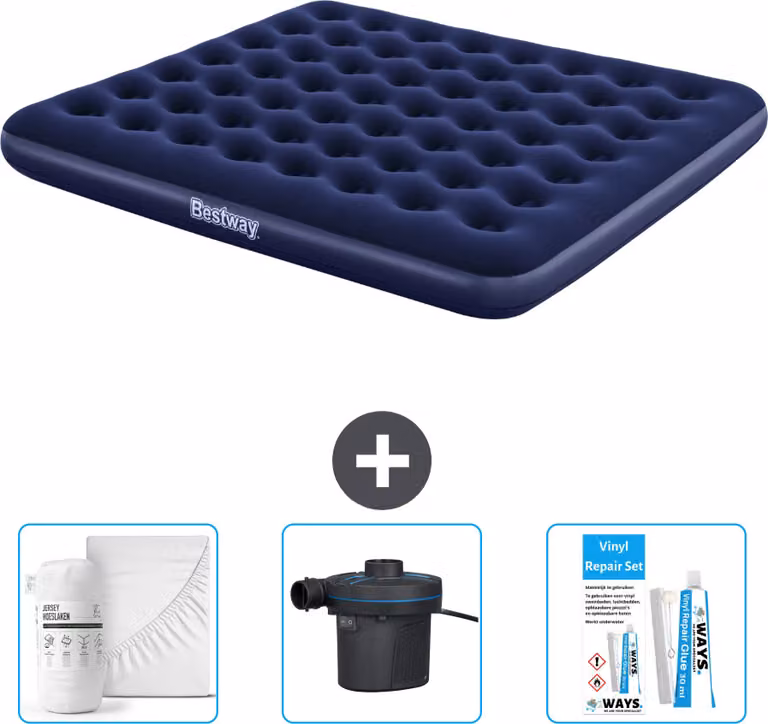 Materasso gonfiabile Bestway - 2 persone - 183 x 203 x 22 cm - Blu - Accessori inclusi