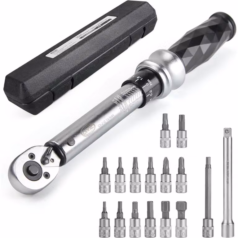 Chiave dinamometrica per bicicletta, 1/4 di pollice, da 1 a 25 Nm, con inserti esagonali interni e Torx