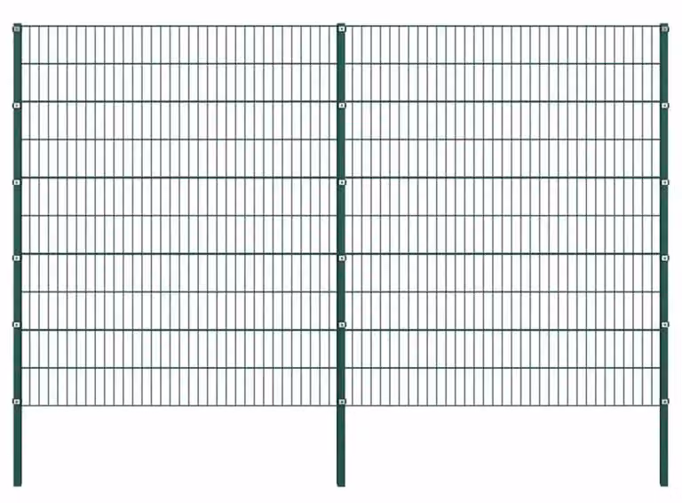 Maison Exclusive - Pannello per recinzione con montanti in ferro, 349 x 200 cm, colore verde