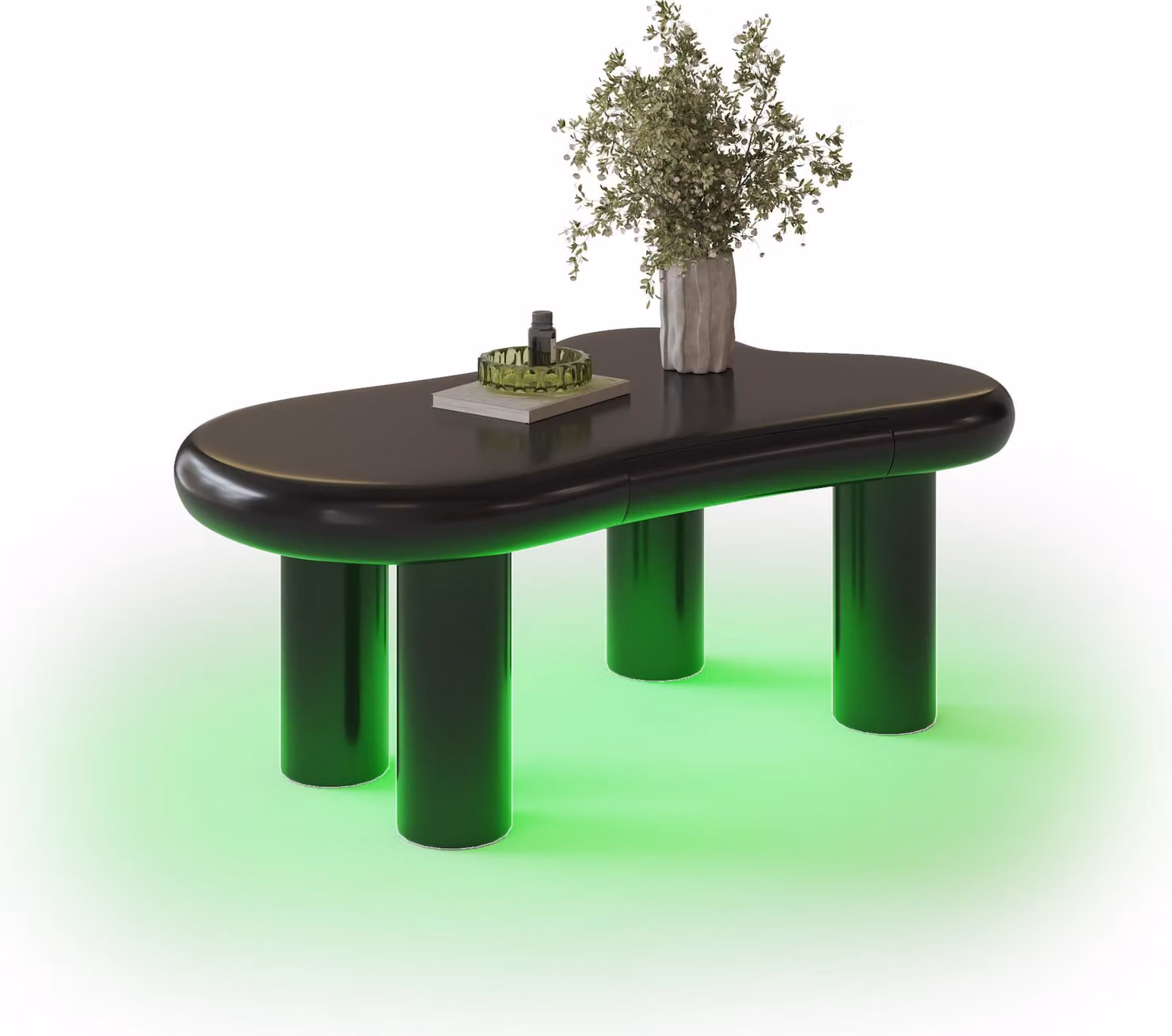 Tavolino Sweiko nero a forma di nuvola in MDF con illuminazione LED a 16 colori e cassetto - Tavolino da salotto moderno, con spazio di archiviazione
