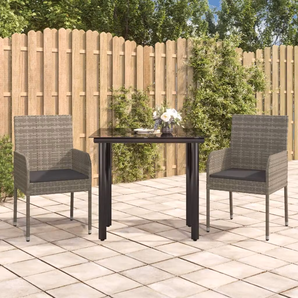 Set Salotto da Giardino Moderno vidaXL in Polyrattan con Cuscini Nero e Grigio
