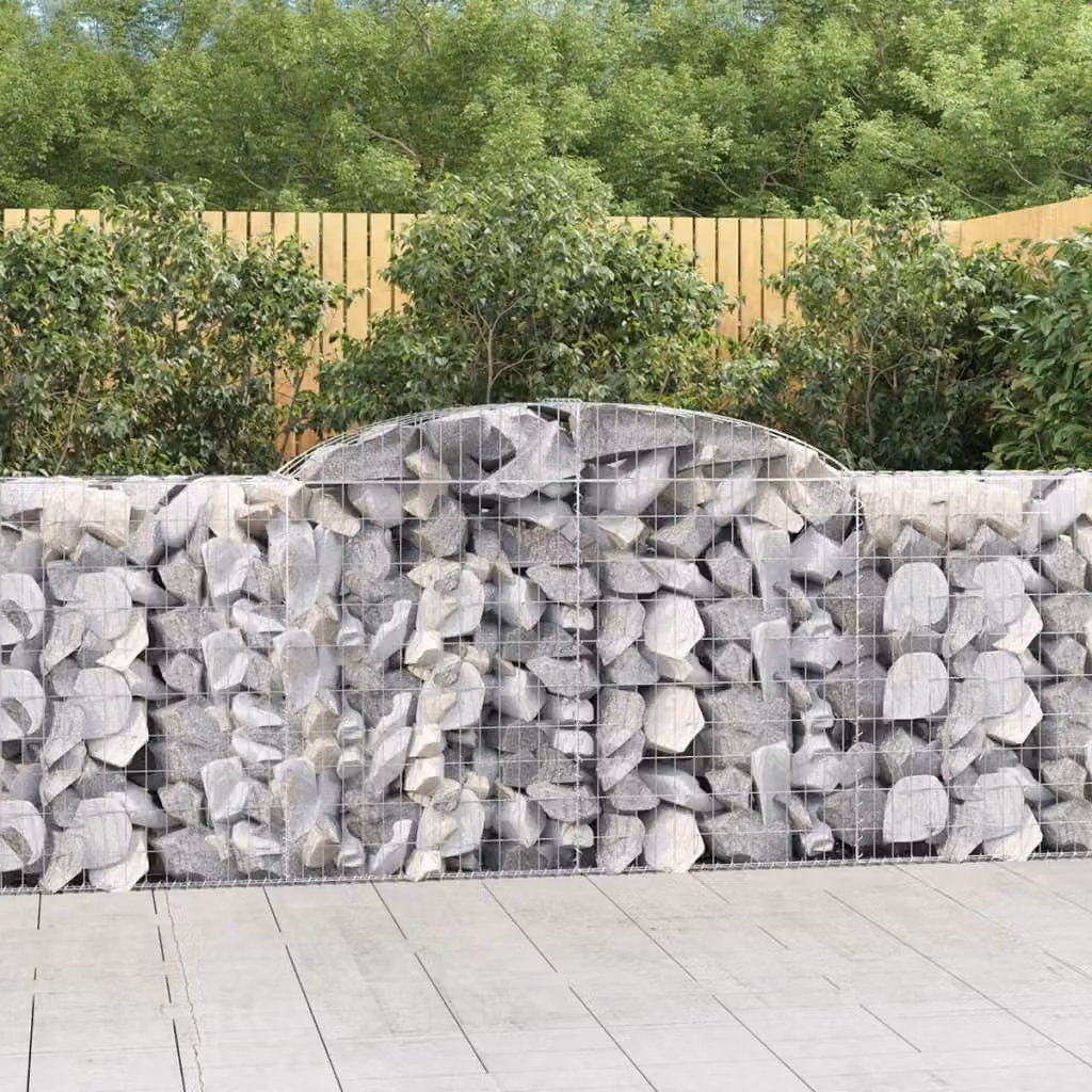 Set di 9 Cesti Gabbioni ad Arco vidaXL in Acciaio Zincato Grigio L: 300 cm, P: 50 cm, H: 100-120 cm