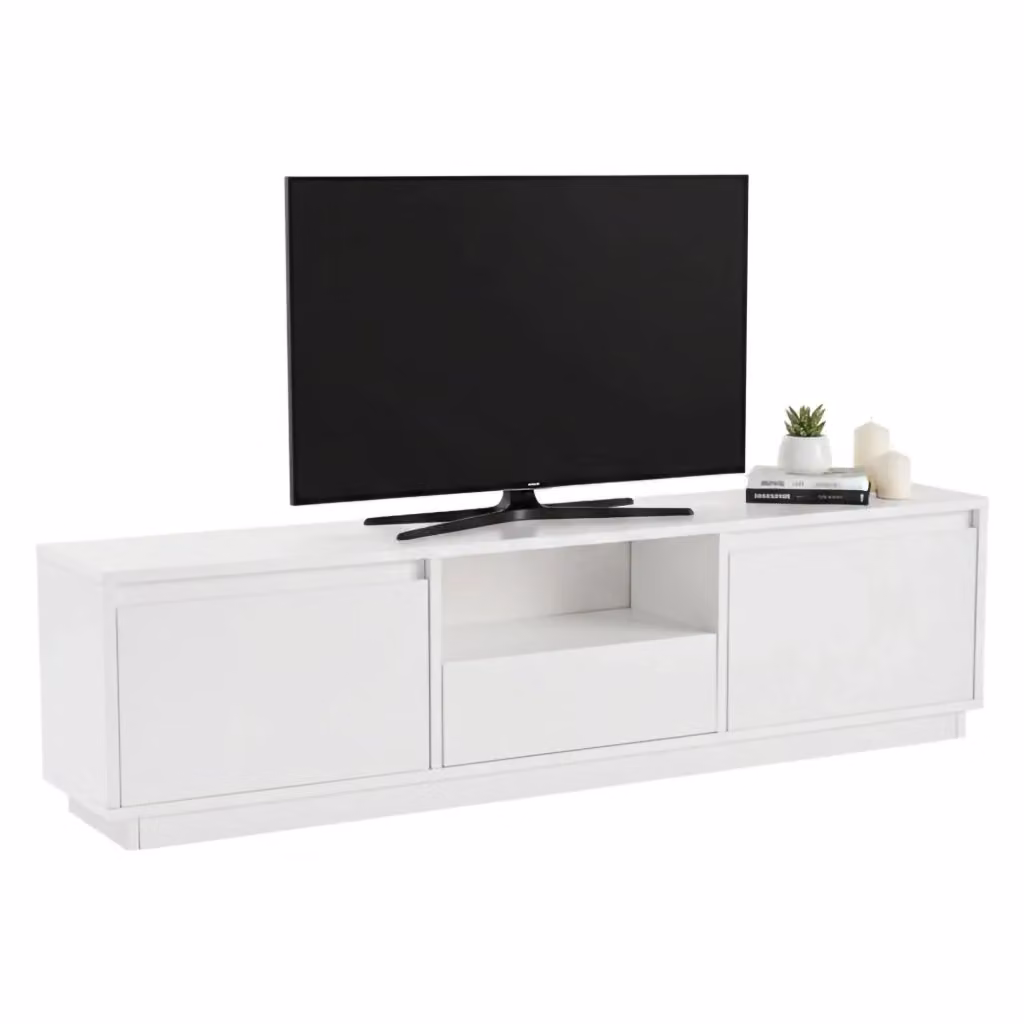 Mobile porta TV Morrigan DMORA, Credenza moderna per soggiorno in MDF bianco, L 160 x P 30 x H 42 cm – 2