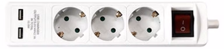 3 prese di corrente + 2 porte USB, ideali per mantenere sempre i vostri dispositivi carichi