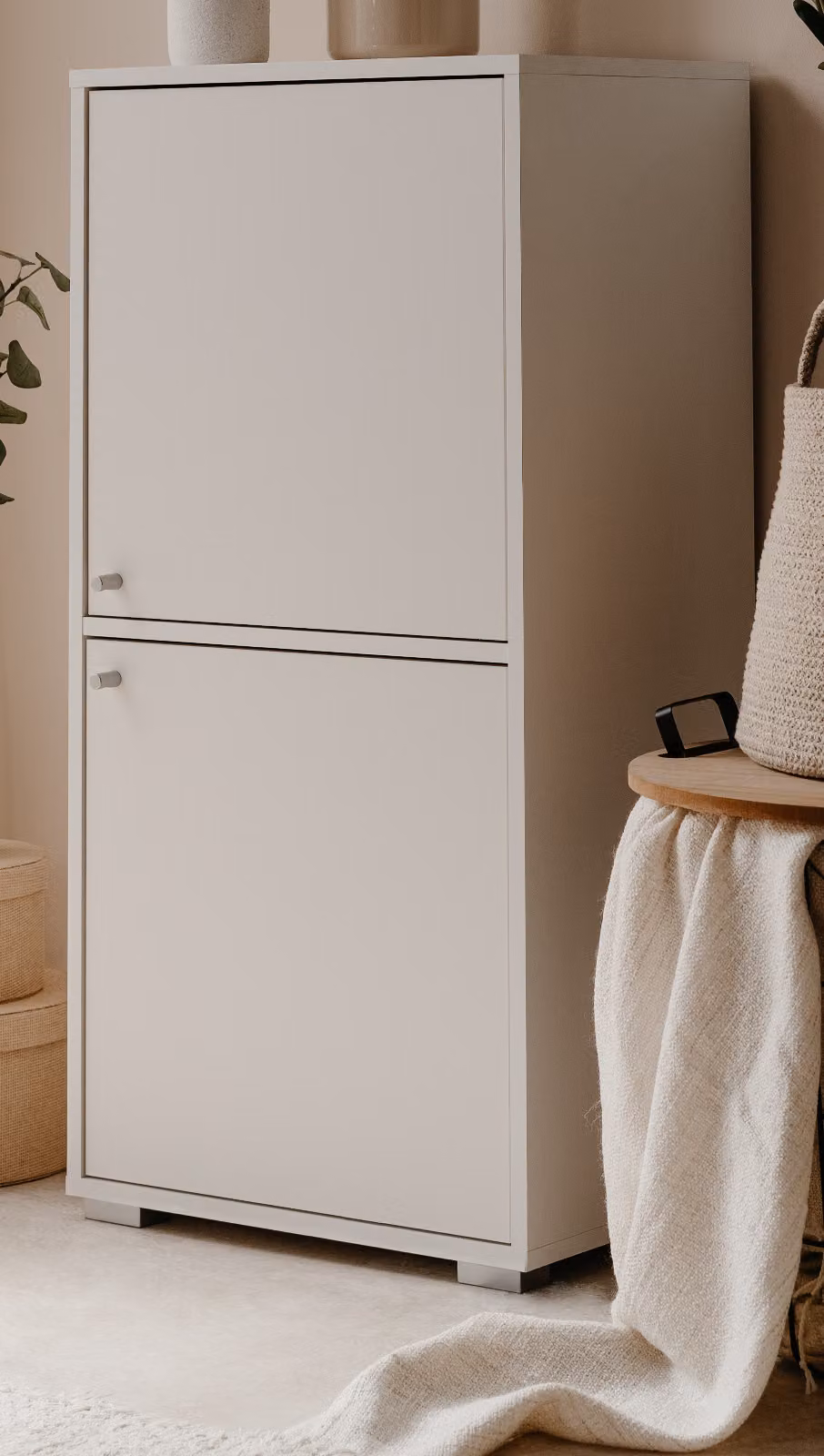 Cassettiera "Fidan" in bianco Armadio a 2 ante 46 x 97 cm