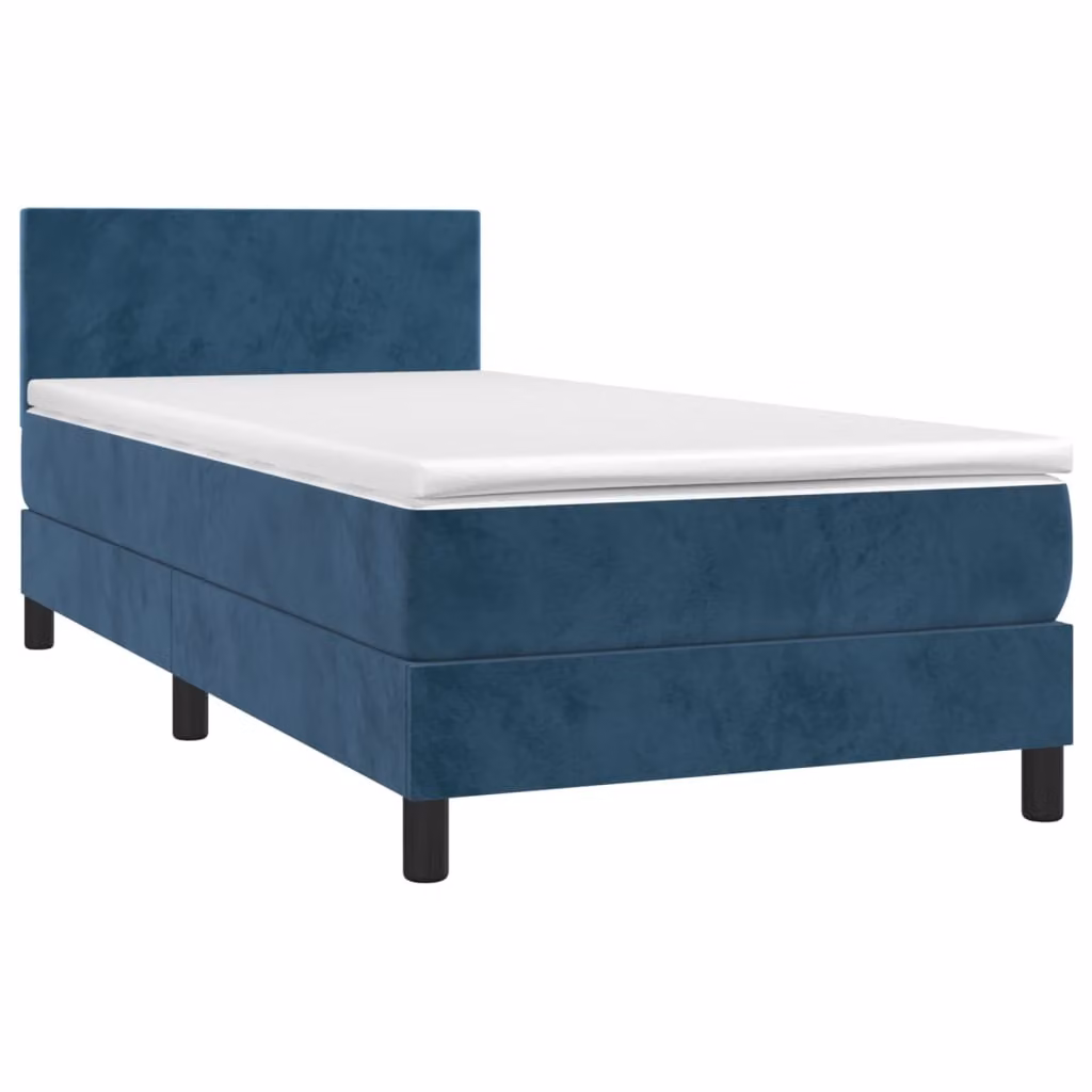 Giroletto a Molle con Materasso Blu Scuro 90x190 cm in Velluto