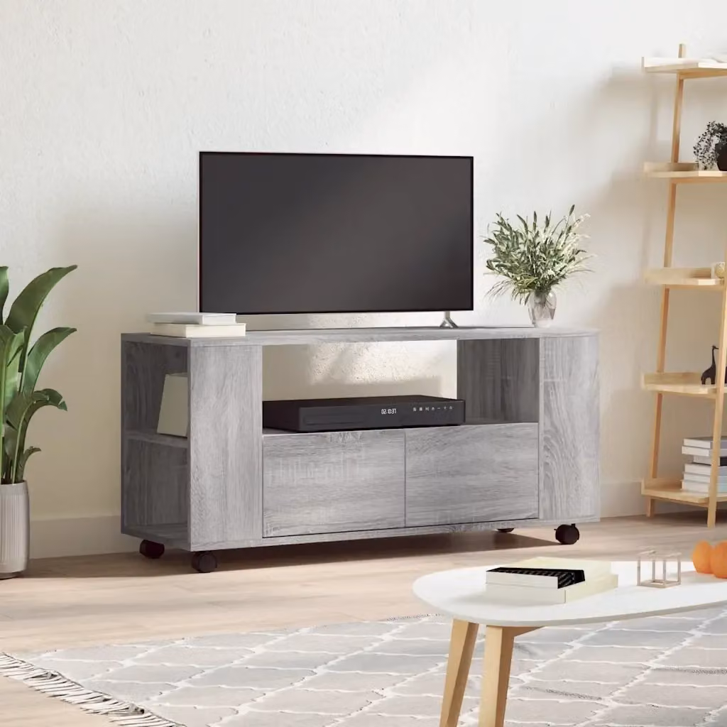 Mobile TV moderno DESIGN IN in legno multistrato grigio, L: 102 cm, P: 34,5 cm, H: 43 cm – 2
