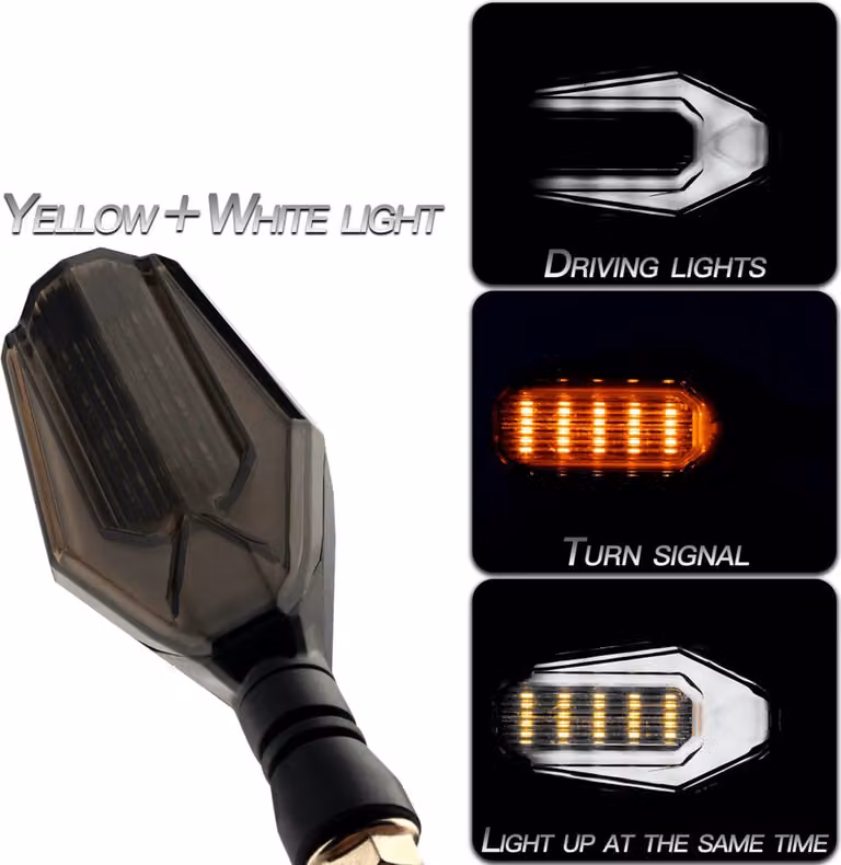 1 coppia moto luce doppio colore torre diurna segnale di svolta giallo + luce bianca