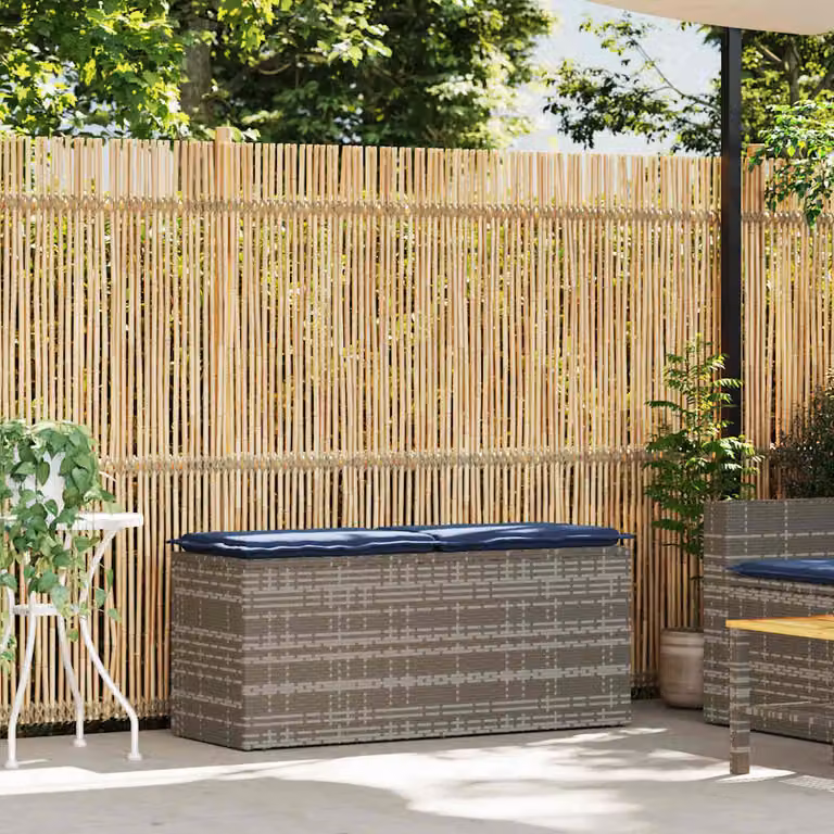 vidaXL Panca da Giardino con Cuscino Grigio 110x40x44 cm in Polyrattan