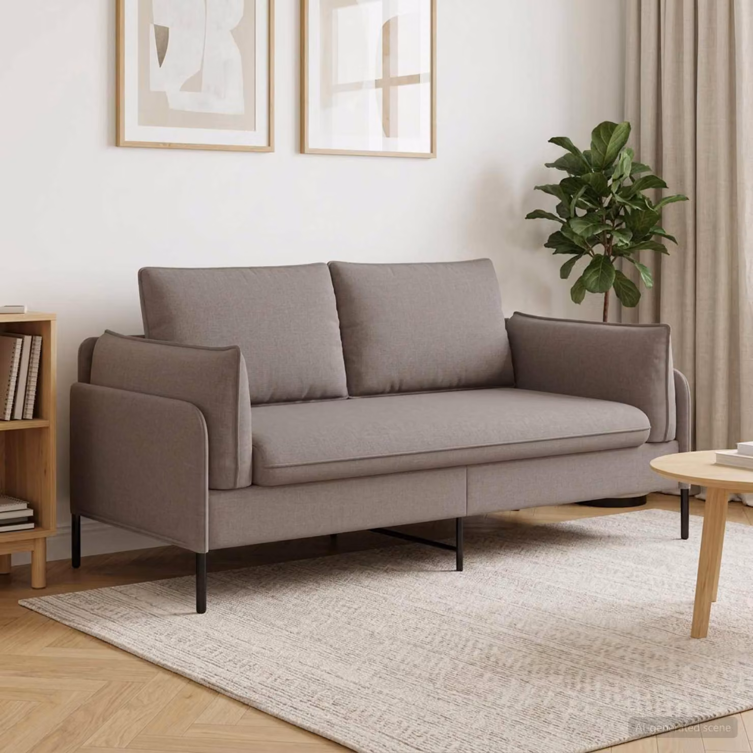 Divano a 2 Posti Moderno vidaXL in Tessuto con Coperture Rimovibili, Colore Tortora, L: 188 cm, P: 81 cm, H: 89 cm