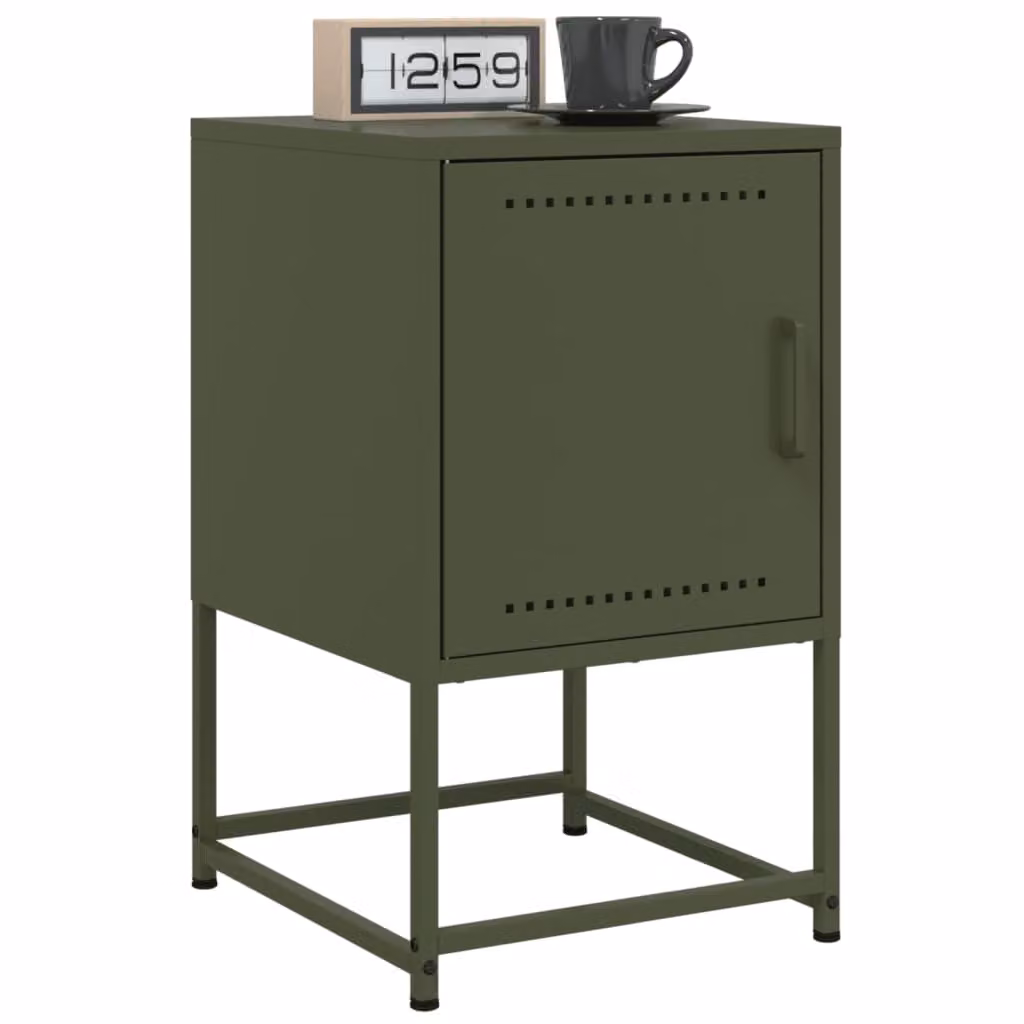 Set di 2 comodini vidaXL in metallo verde oliva stile industriale L/P/H: 36 x 39 x 60,5 cm