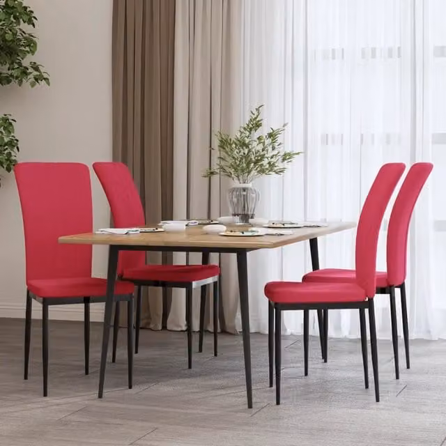 Set di 4 sedie da pranzo vidaXL in velluto rosso per soggiorno e cucina – 1