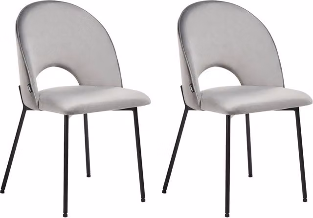Set di 2 sedie da pranzo rivestimento in velluto grigio gambe nere glamour retrò